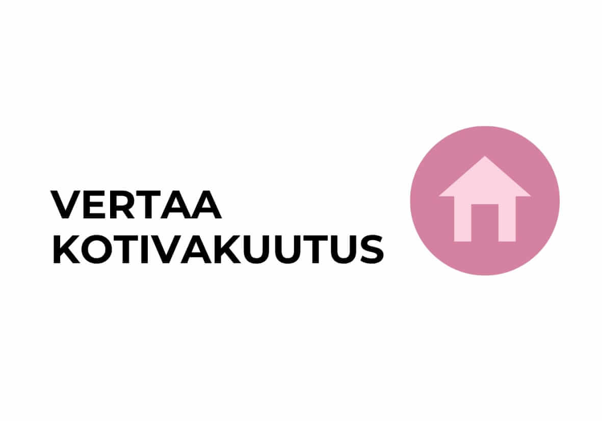 Värikäs ja lämmin piirros, jossa on talo ja suojaavat elementit, kuten sateenvarjo ja asiakirja, symboloiden kotivakuutusta.